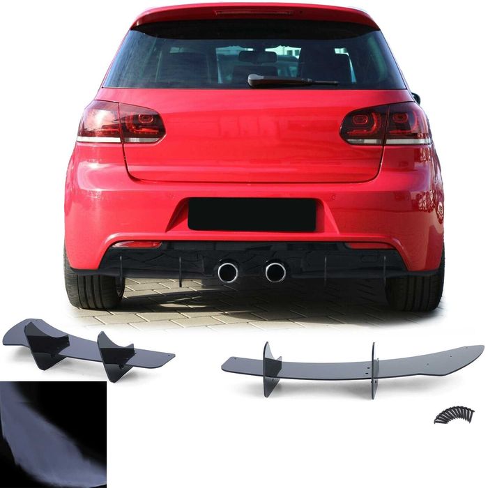 Splitter difuzor spate sport negru lucios pentru VW Golf 6 R20 08-13