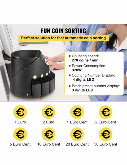 Сортировчик на евро монети, 300 монети/мин