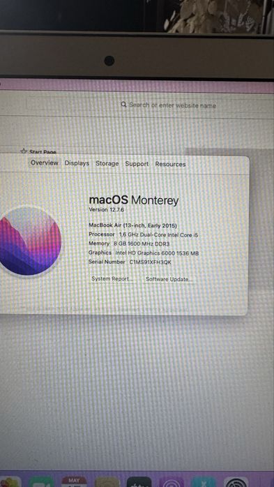 Macbook Air a1466.13.3 инча.8gb 2015година 256ram