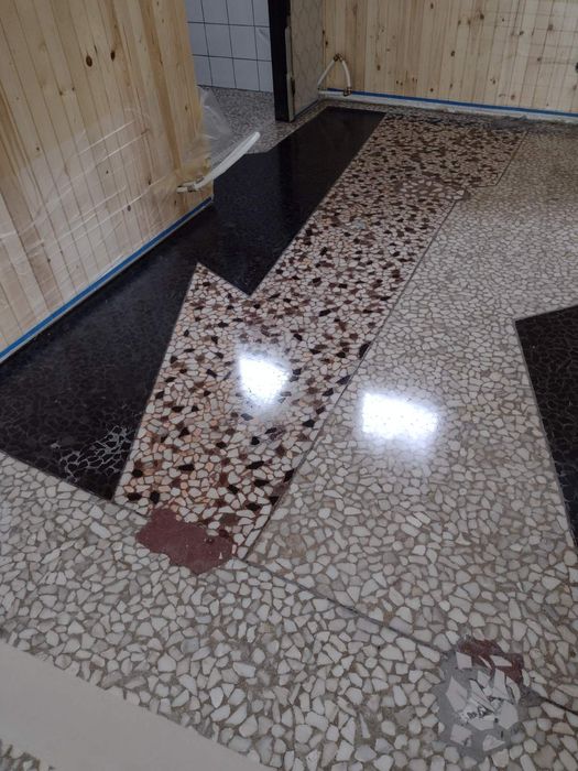 Шлайфане на стара мозайка, мрамор, варовик, гранит и д-р.