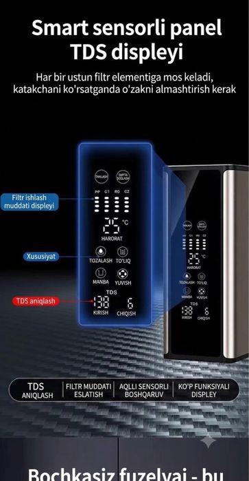 Zamonaviy Smart RO Suv Filtri (Bochkasiz, Kuniga 200L)