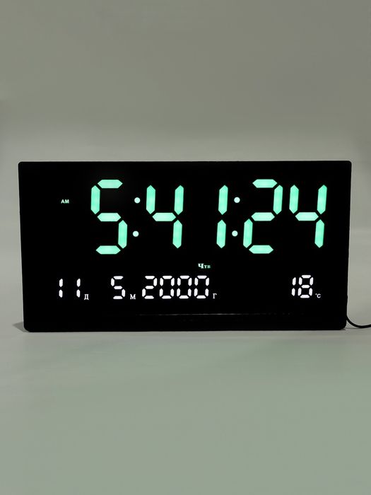 Часы электронные настенные 47.5×25.3 см, зелёные и красные цифры