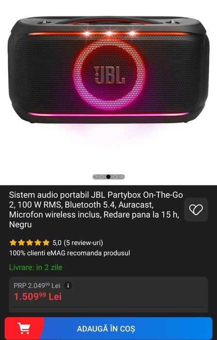 Sistem audio portabil JBL party box on The go 2