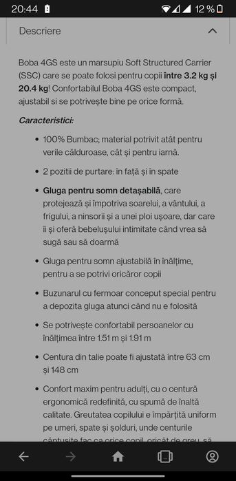 Marsupiu ergonomic Boba