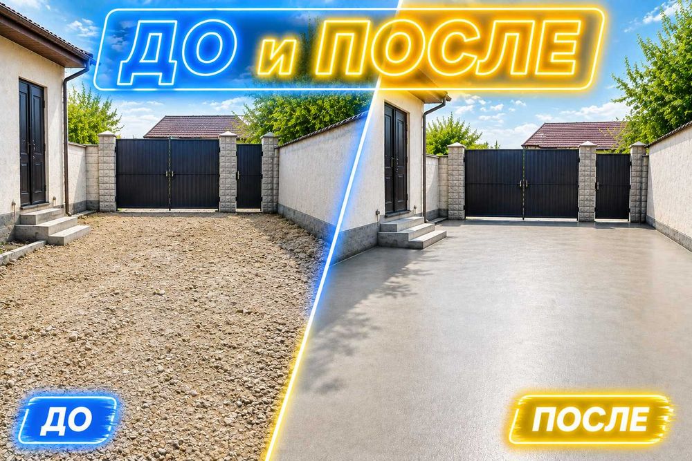 Бетонная стяжка пола двора надежное Бетон Стияшка Отмостка Цементная