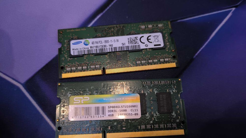 DDR3 RAM 2бр по 4гб за лаптоп