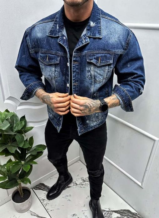 Мъжко дънково яке в син цвят /Размер М/