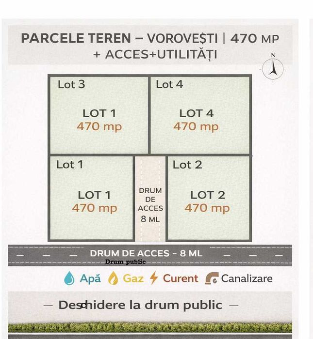 Parcele Vorovești – Miroslava | 470 mp | Utilități | Lângă case NOI