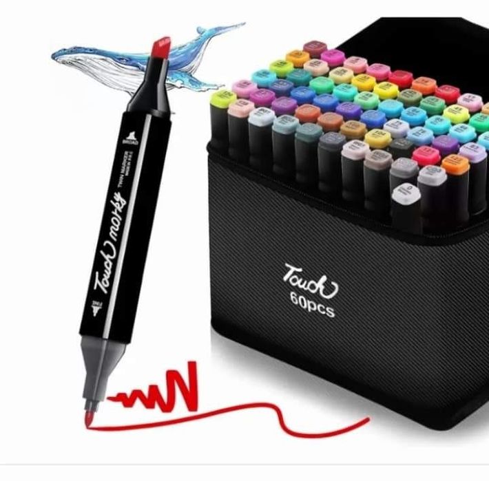 Комплект от маркери с алкохолна основа с 2 страни и калъф за съхранени