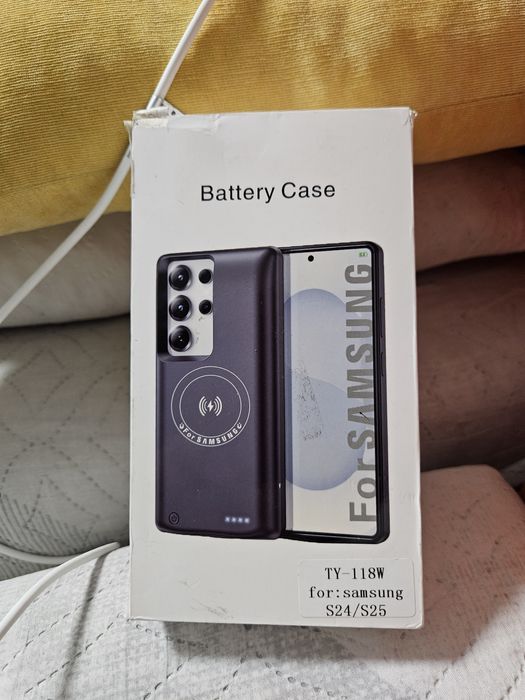 Кейс с батерия за Samsung S24 S25 , безжично Qi зареждане