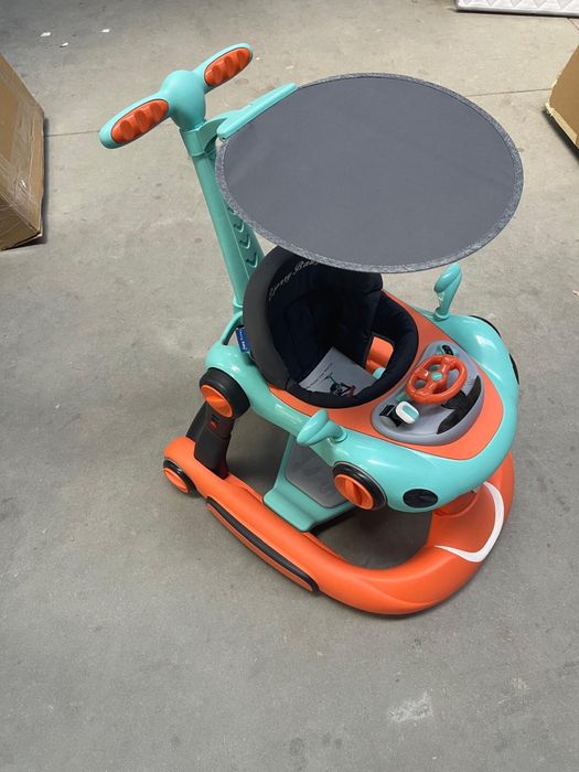 Premergator pentru copii 6in1 Little Mom, multifunctional cu maner parental, sistem de balansare, Muzica, roti silentioase, cu copertina detasabila