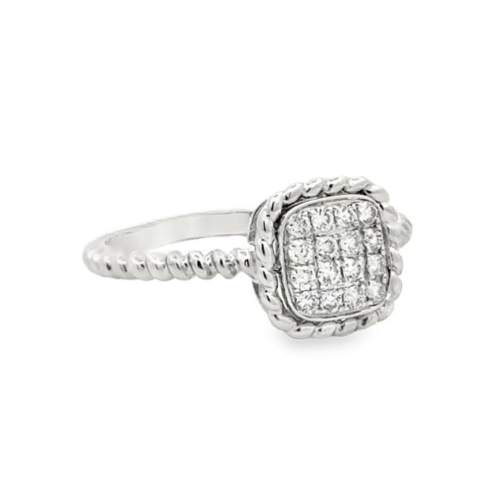 Inel din aur alb 18K cu diamante naturale – elegant și rafinat