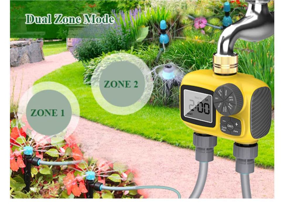 Комплект за градинско капково напояване двупортов таймер програми