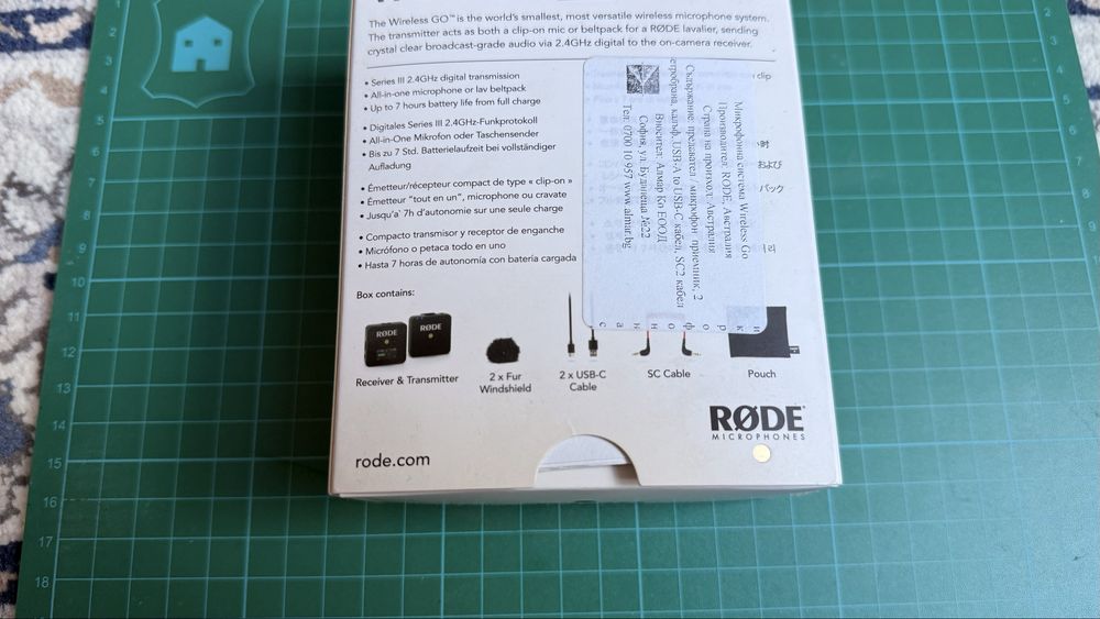 Микрофон Rode Wireless GO + допълнителен TRS-TRRS кабел