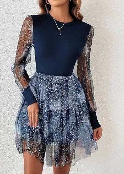 Официална рокля, Къса елегантна рокля, Секси рокля, Синя рокля