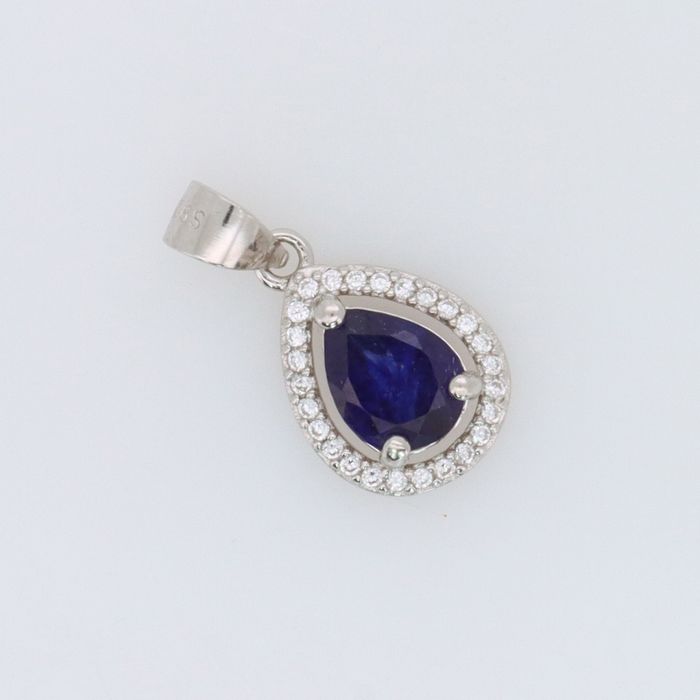 Сребърна висулка с натурален Сапфир Royal Blue със сертификат