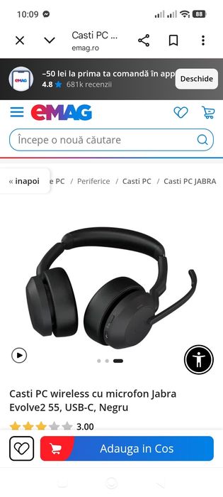 Căști JABRA EVOLVE 2.55 Usb-c PC Wireless cu microfon