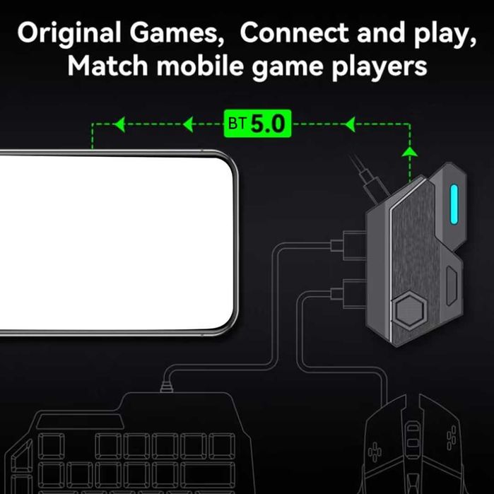 Gamepad mobil cu adaptor Bluetooth convertor pentru iOS & Android – mix