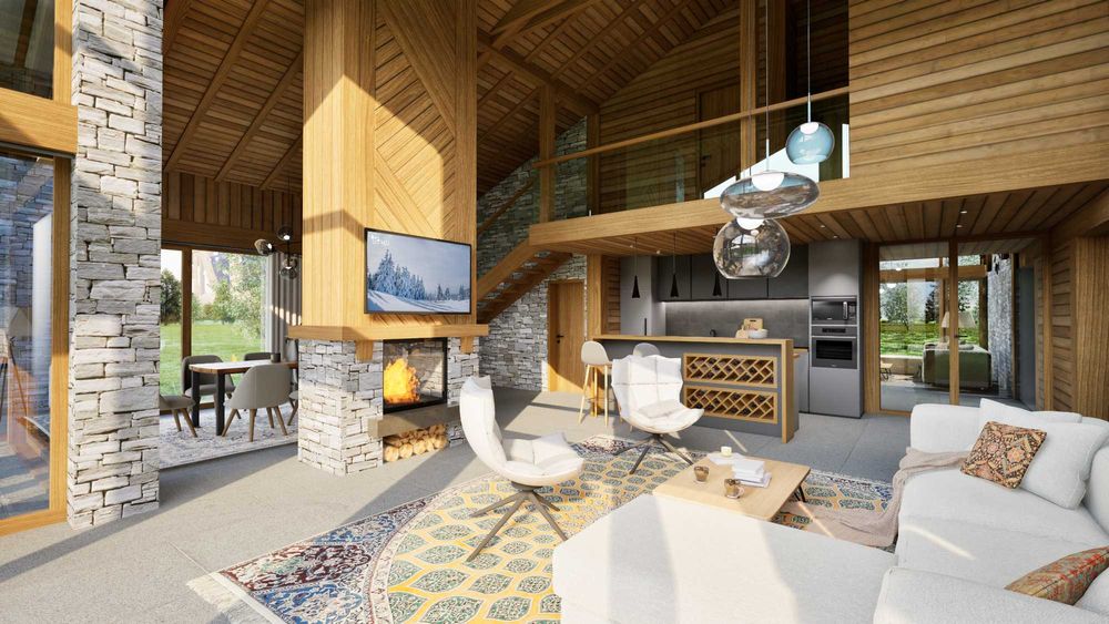 Еднофамилна къща с пет спални в алпийски стил между Банско и Разлог