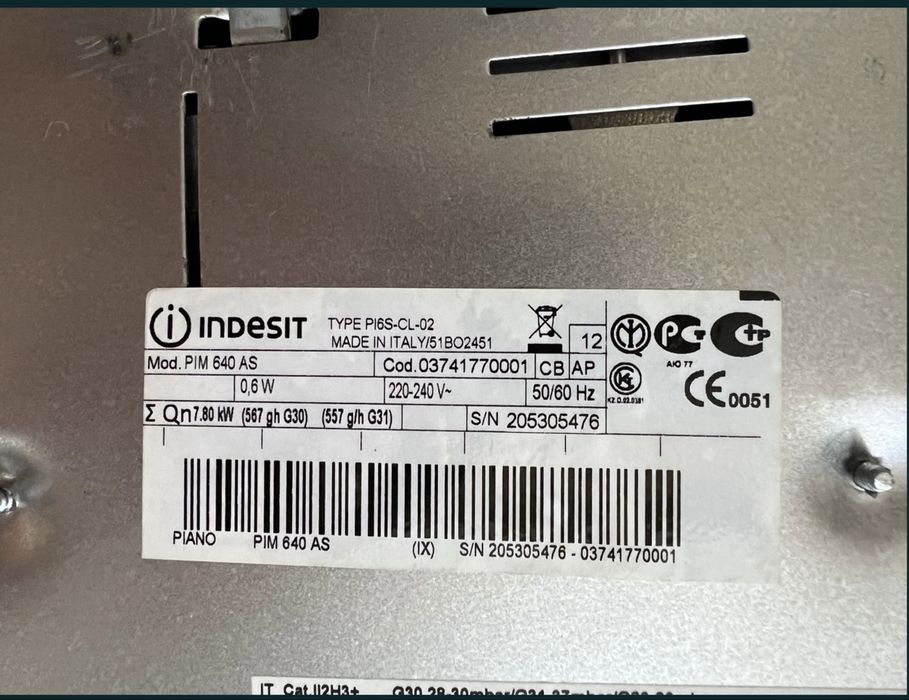 Plită pe gaz Indesit 50/60
