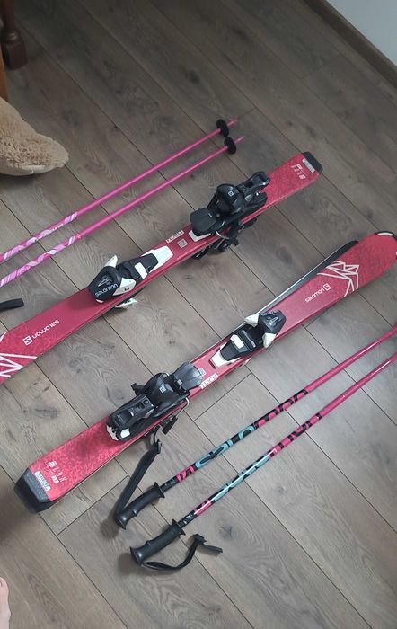 Schiuri Salomon 110 cm+clapari Nordica J3, mar. Mondo 24 (36-37)+casca
