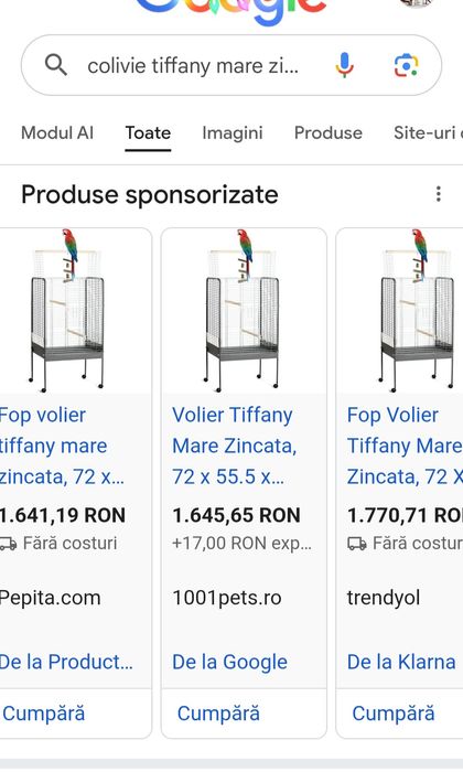 Colivie papagal mare 72x55,5x123,5cm