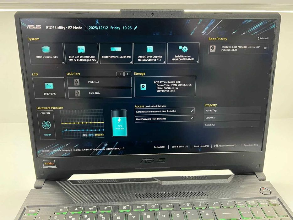 Laptop SH Gaming ASUS TUF F15 i5-11400H NVIDIA RTX 3050 4gb 16GB RAM