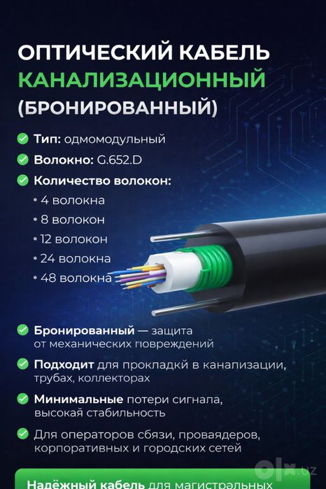 Оптический кабель канализационный, 4 волокна