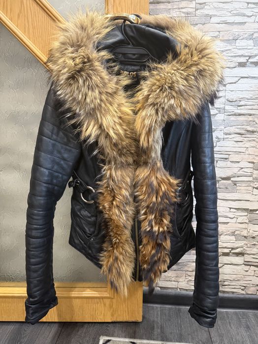 Дамско зимно яке с естествен косъм