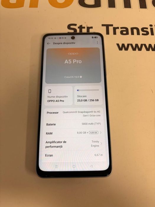 Telefon OPPO A5 Pro, Dual SIM, 8GB RAM, 256GB, 4G, Feather Blue -T-