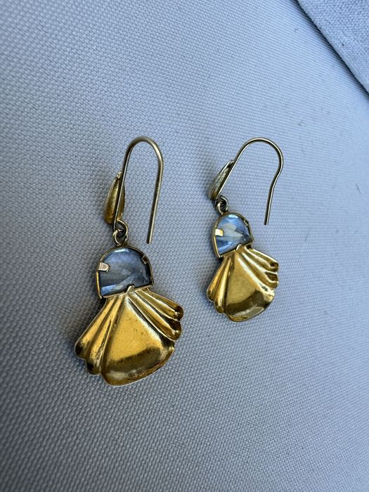 Cercei argint suflati cu aur si cubic zirconia