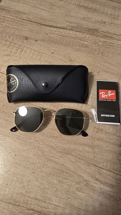 Ray-Ban Hexagonal RB3548N 001 (cu ramă aurie Arista şi lentile verzi G-15)