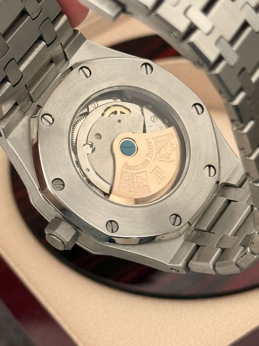 Audemars Piguet Royal Oak Selfwinding / Automatic със стоманена каса и гривна, черен “Grande Tapisserie” циферблат