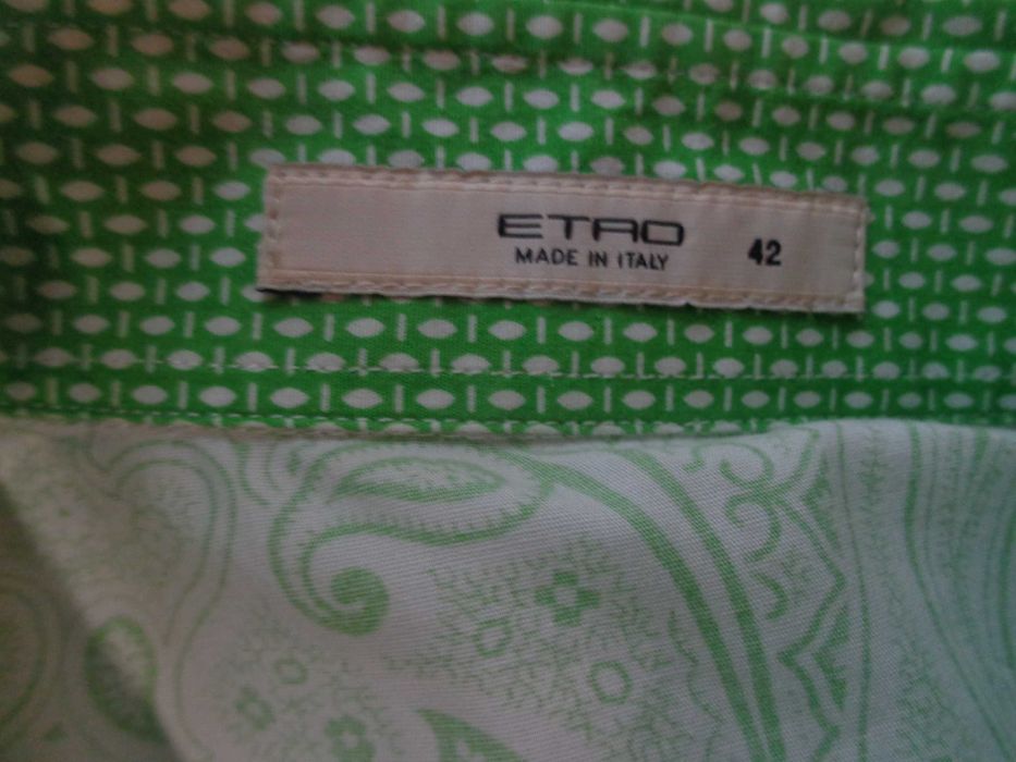 Camasa ETRO paisley verde cu alb marimea 42