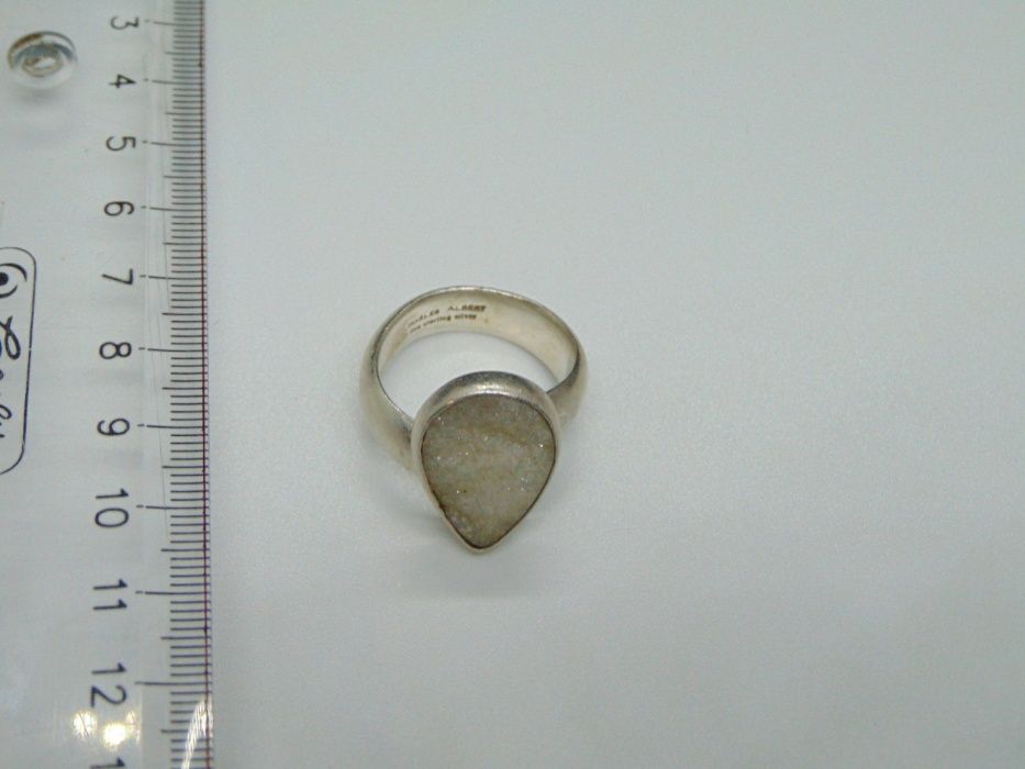 Inel reglabil din argint si quartz, semnat Charles Albert