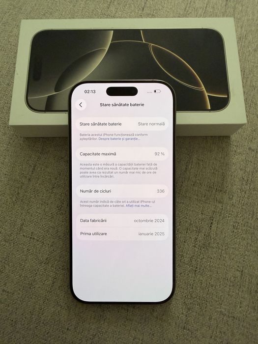 iphone 16 pro 256gb natural titanium, impecabil, ca NOU