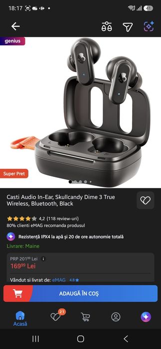 Casti Audio Wireless Skullcandy Dime 3