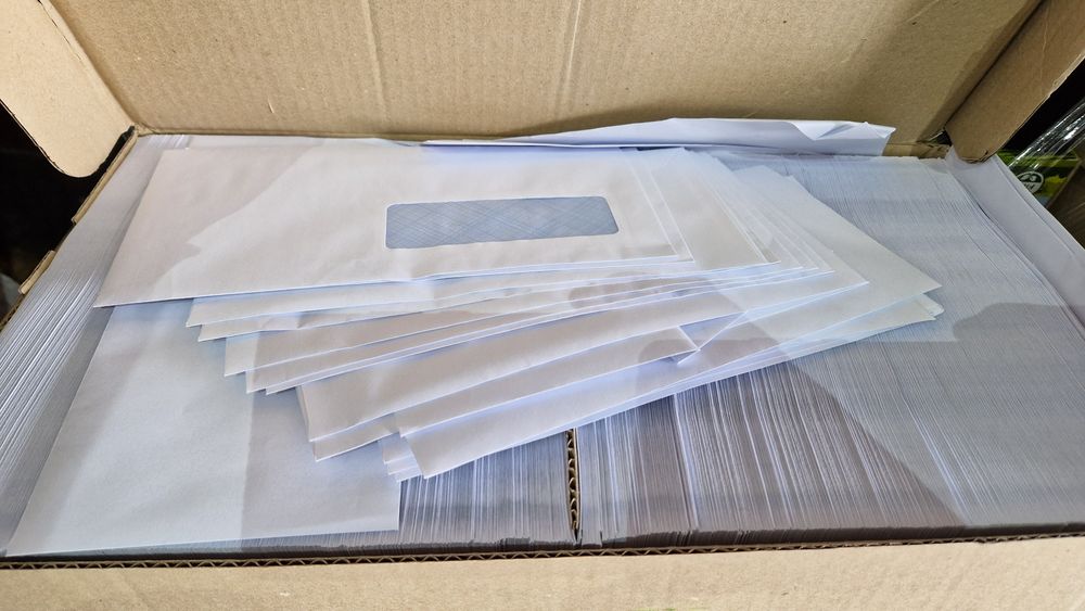 Plicuri cu fereastra, albe, 114x229, 80g, fereastra 35x100