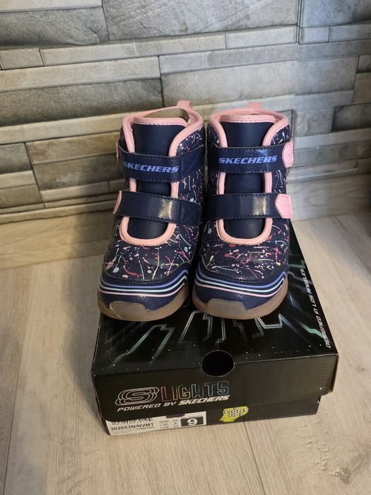 Ghete Skechers cu lumini pentru copii, mărimea 25