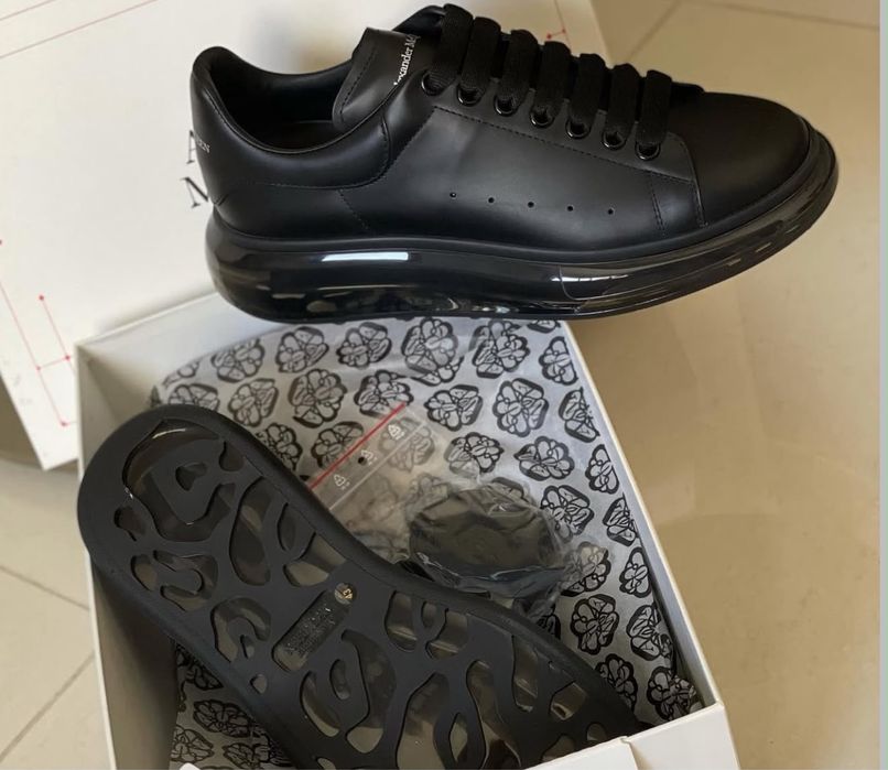 Adidasi Alexander MCQUEEN premium black full negri din piele naturala cu talpa silicon