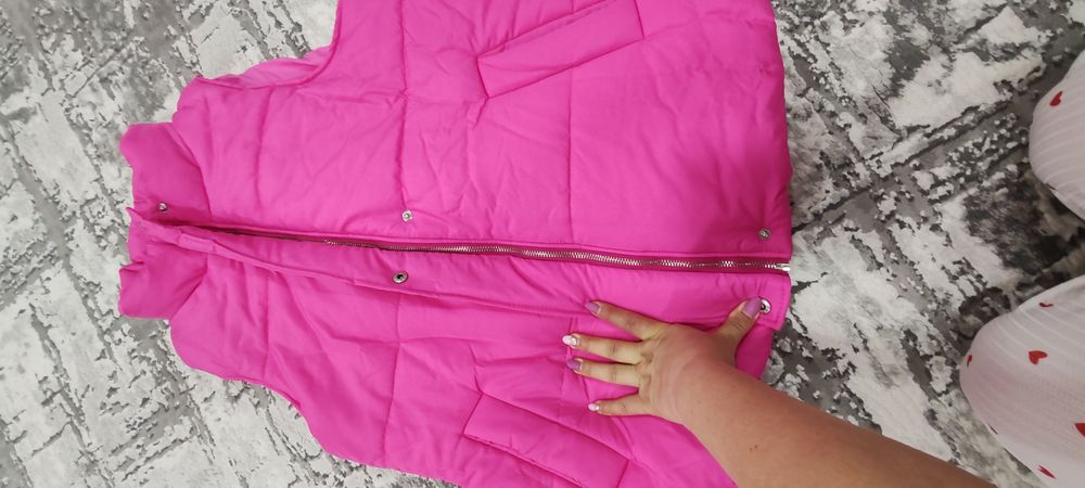 Vestă căptușită matlasată roz aprins,damă XL nouă