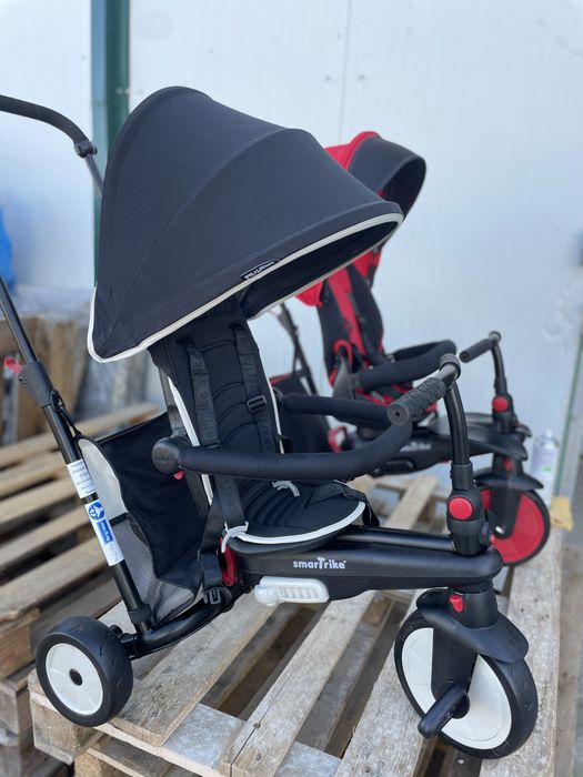 Tricicleta pentru copii Smart Trike STR3 Negru 6 in 1 ultrapliabila, dotata cu frana, scaun rabatabil, tehnologie Touch Steering, varsta 10 luni+
