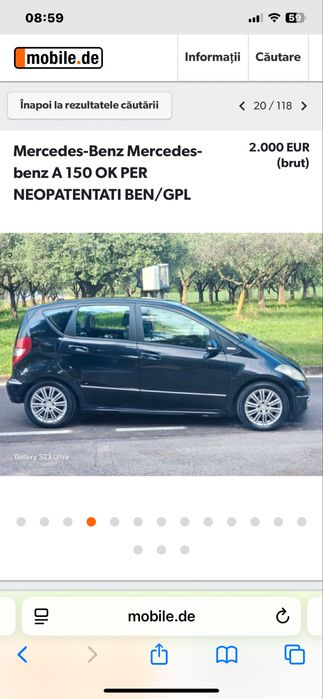 Dezmembrez mercedes A class w169 1.5 benzina 80k km, motor, cutie