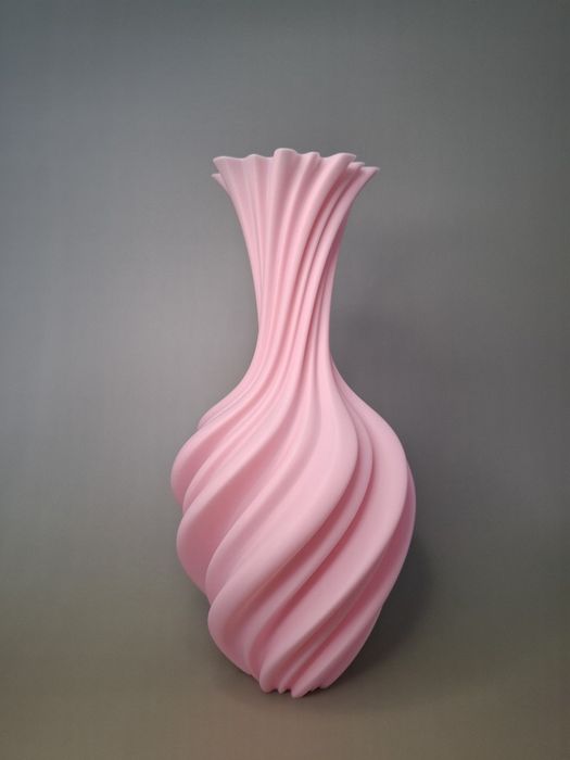 Vază decorativă modernă – design spirală – culoare roz pal