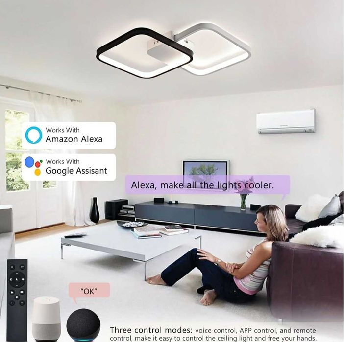 Aplica Led, Plafoniera incastrata, 3 intensități, Alexa