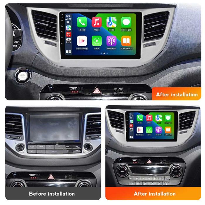 Navigatie Android 14 Hyundai Tucson 2014 1/8 Gb Waze CarPlay + Camera