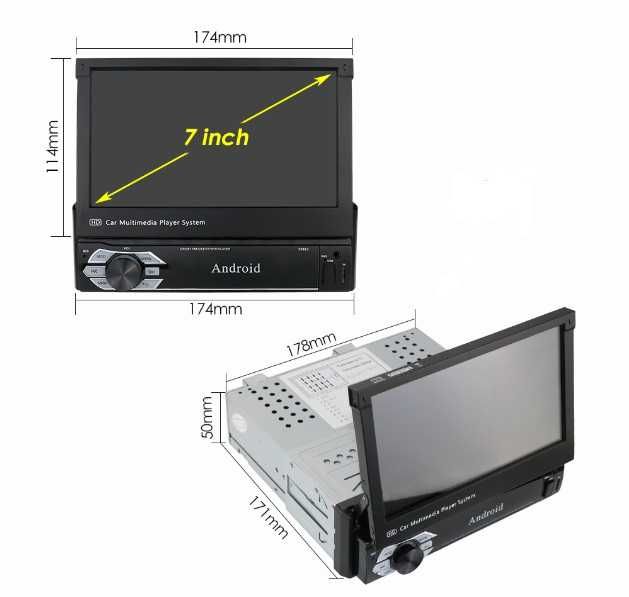 Мултимедия 7" 1 дин din Android 13 CARPLAY GPS RDS единичен навигация