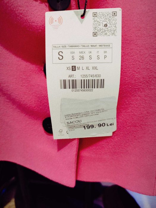 Sacou Zara,superb, nou cu eticheta,marimea S