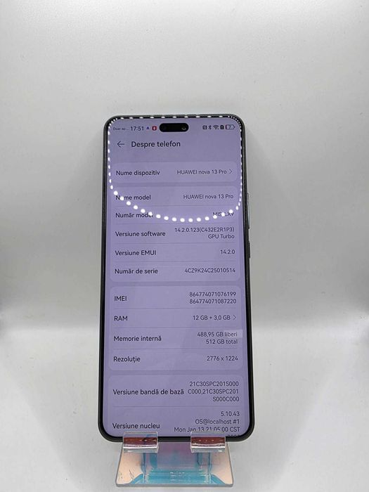 Huawei Nova 13 Pro, MEM 512GB, RAM 12GB, Amanet Doamna Ghica,Cod:77008