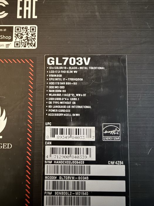 Laptop Asus Rog Strix GL703 VM